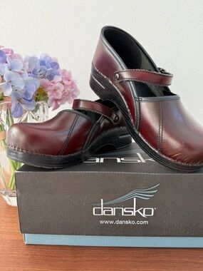 Dansko Leather Mary Jane Clogs in Brown